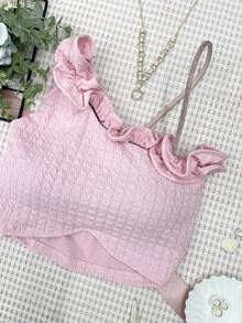 ELLIE Cropped Top With Padding/With Diamond/Flower - 粉色 - 查看 3