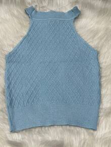 Tank Top Cropped Blouse Tricot Modal Summer Launch - 薄荷藍 - 查看 3