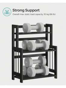 SONGMICS Spice Rack, 3-Tier Countertop Storage Shelf, Desktop Organiser With Bamboo Frame, For Kitchen, Dining Room, Office, Ebony Black - Black - View 6