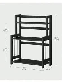 SONGMICS Spice Rack, 3-Tier Countertop Storage Shelf, Desktop Organiser With Bamboo Frame, For Kitchen, Dining Room, Office, Ebony Black - Black - View 7