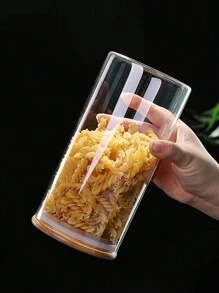 1pc High Borosilicate Airtight Glass Jar With Wooden Lid, Suitable For Storing Coffee Beans, Tea Leaves, Cereals, Candies, Cookies, Dried Fruits & Vegetables, Spices, Salt, Pasta Etc. Moisture-Proof Food Storage Canister, Multi-Size Options, Freeze And Heat Resistant Glass Jar - Multicolor - View 9