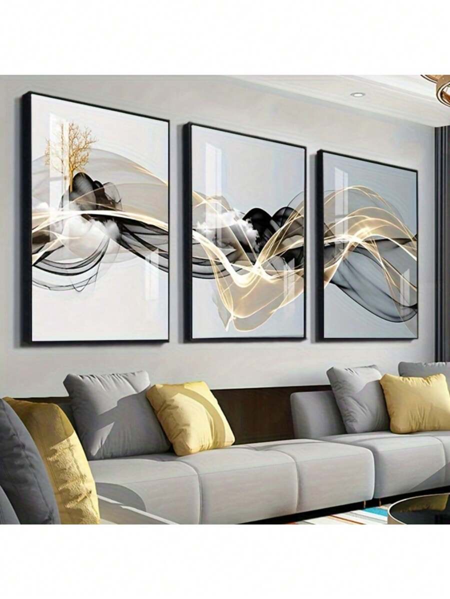 3pcs Canvas Poster, Modern Art, Fresh And Simple Landscape HD Canvas Art Poster, Ideal Gift For Bedroom Living Room Corridor, Wall Art, Wall Decor, Fall Decor, Room Decoration Optional Frame - Multicolor - View 1
