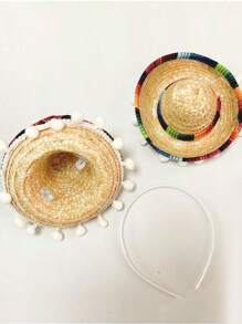 Mũ dự tiệc mini phong cách Bohemian Mexico, Mũ trang trí Pom-Pom, Mũ Som, Trang trí tiệc Mexico, Mũ Som mini tiệc hóa trang cho thú cưng, Mũ cao bồi Mexico, Halloween - Nhiều màu - Xem 7