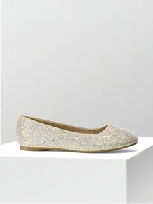 Women's Ballet Flats With Diamond Rhinestones Uppers Satin Comfortable And Lightweight Suitable For Commuting And Dancing In Autumn And Winter Meeting Party Shoes