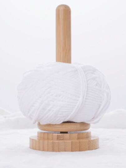 1pc Wooden Yarn Holder The Perfect Knitting Accessory For Spinning Threads, Wood Yarn Holder With Twirling Mechanism Classic, Knitting Embroidery Accessory With Crochet Hook, Craft Sewing Supplies