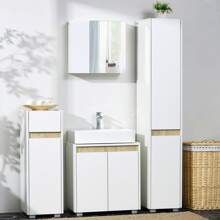 Kleankin Modern Bathroom Sink Cabinet, Floor Standing Under Sink Cabinet, Freestanding Storage Cupboard With Double Doors, White - 白色 - 查看 7
