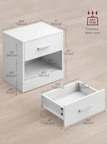 VASAGLE Bedside Table With Drawer, Handle, Open Compartment, For Bedroom, Living Room, Classic White - White - View 6