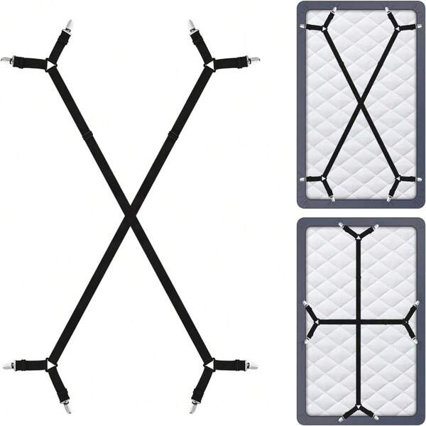 2/4/5pcs Fitted Bed Sheet Clips Bed Sheet Straps Keep Sheets In Place, Sturdy Thickened Bands Bed Sheet Suspenders, Diagonal Stretch Bed Sheet Holder Straps, Bed Sheet Fasteners Clips For Bedding