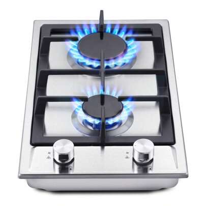 SNDOAS SNDOAS Placa de Gas, Cocina de Gas de Acero Inoxidable con protección automática de Llama, Placa de Gas de 2 Llamas, Gas Natural y Gas Propano, empotrada o Independiente, 2400 W/1800 W, 220-240 V