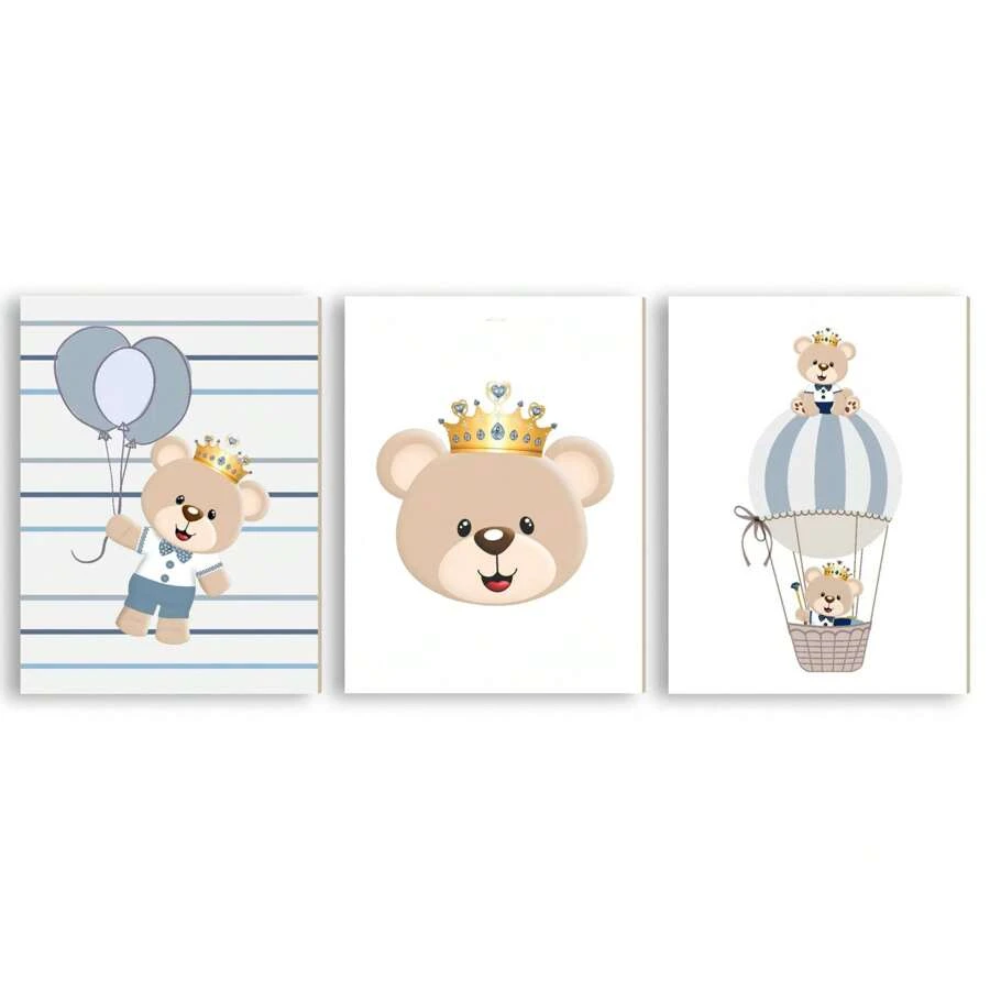 Kit Decorative MDF Frames Plates Teddy Bear Prince PC37 - 白色 - 查看 1