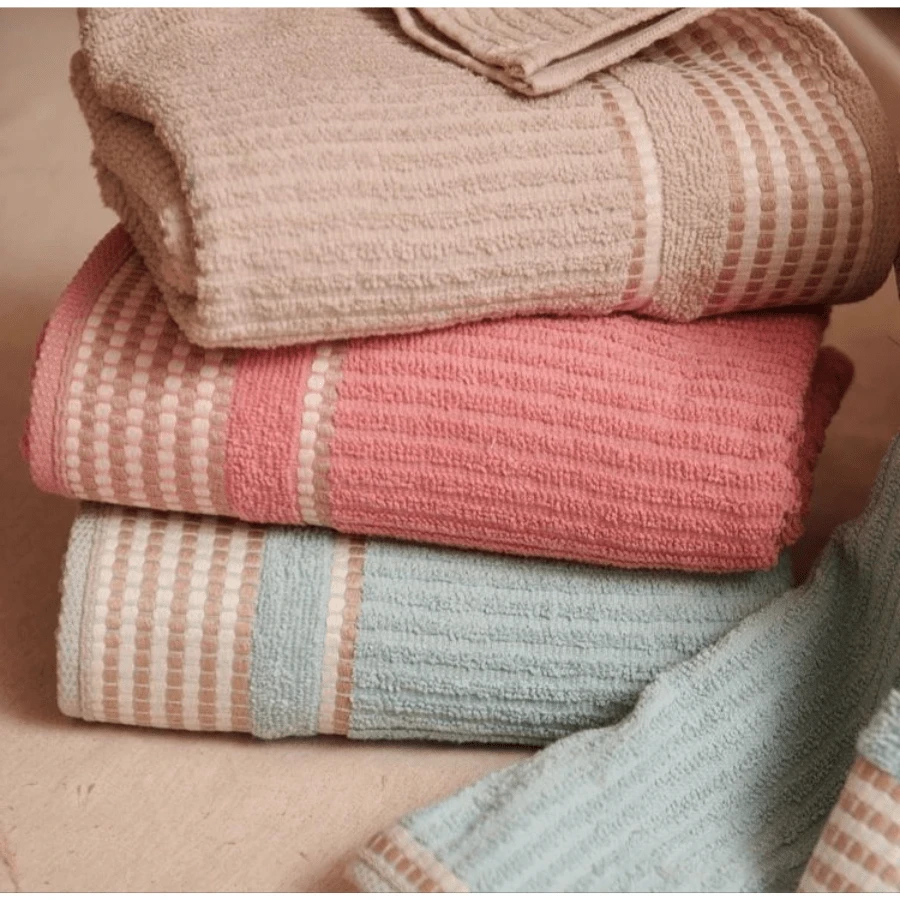 Kit/Set Of 3 Denver Ribbed Bath Towels 140cm X 75cm 100% Cotton - 3 MASCULINE COLORS - View 1