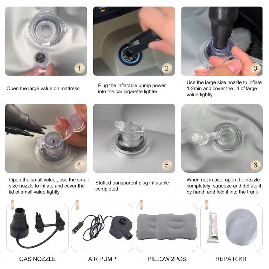 Inflatable Air Mattress With Sides For Car Back Seat Sleeping Pad