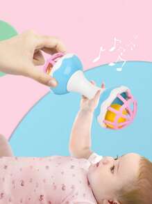 1入組軟橡膠球，適合嬰幼兒健身和感官知覺，包括拨浪鼓、握把、運動球和感覺球。可煮沸，並可用作早期教育玩具，隨機圖案、顏色、大小和包裝。 - 粉色 手抓棒 - 查看 4