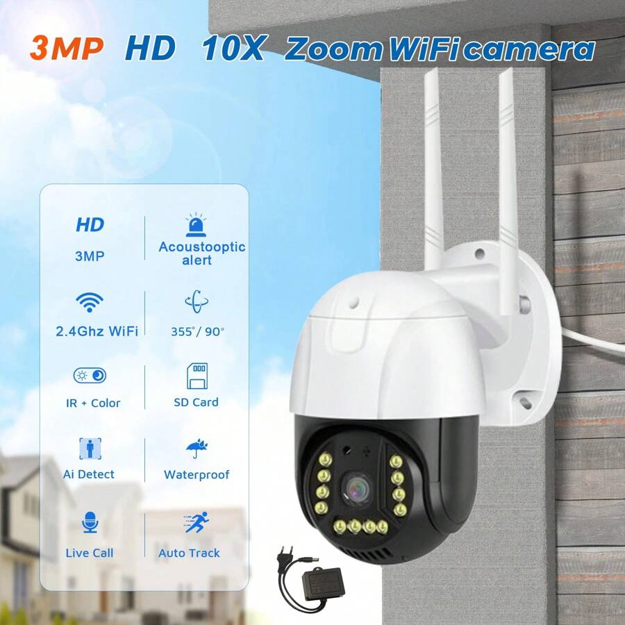 SWVW 3MP V380 Pro Surveillance WIFI IP Camera Waterproof Human Tracking ...