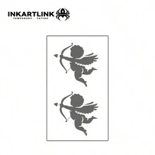 INKARTLINK 3 件/套，革命性纹身技术，半永久纹身，天使，微型，逼真纹身，心形纹身，临时纹身，假纹身，防水，真实纹身外观，小众设计纹身，果汁纹身，花卉纹身 - 黑色 - 查看 4