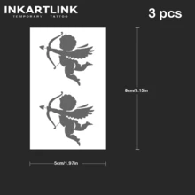 INKARTLINK 3 件/套，革命性纹身技术，半永久纹身，天使，微型，逼真纹身，心形纹身，临时纹身，假纹身，防水，真实纹身外观，小众设计纹身，果汁纹身，花卉纹身 - 黑色 - 查看 5