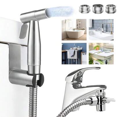 Faucet Bidet Sprayer For Toilet - With Faucet Splitter, 59 Inch Hose And Hook Up, Sink For Kitchen Or Bathroom Bathroom Accessories Bathroom Tools