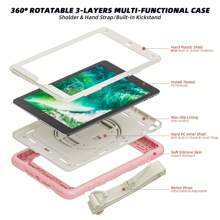 1 Ốp lưng tương thích với iPad Air4/5 Gen 10.9''/11'' thế hệ thứ 1/2/3/4, 10/9/8/7/6/5''/ 9.7'', Ốp lưng chống sốc có ngăn đựng bút chì [Dây đeo tay xoay 360°] & Chân đế, Ốp lưng tương thích với iPad Mini 6 Mini 7 8.3, iPad Air2/Pro/5/6 9.7, iPad 7/8/9 10.2 (Màu hồng) - Quả xanh và trắng - Xem 3