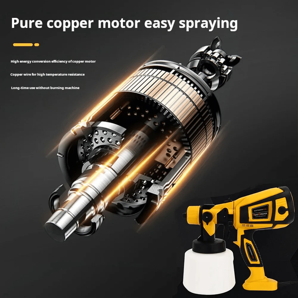 850W Power Electric Spray Paint Gun 1400ml High Capacity Container Easy