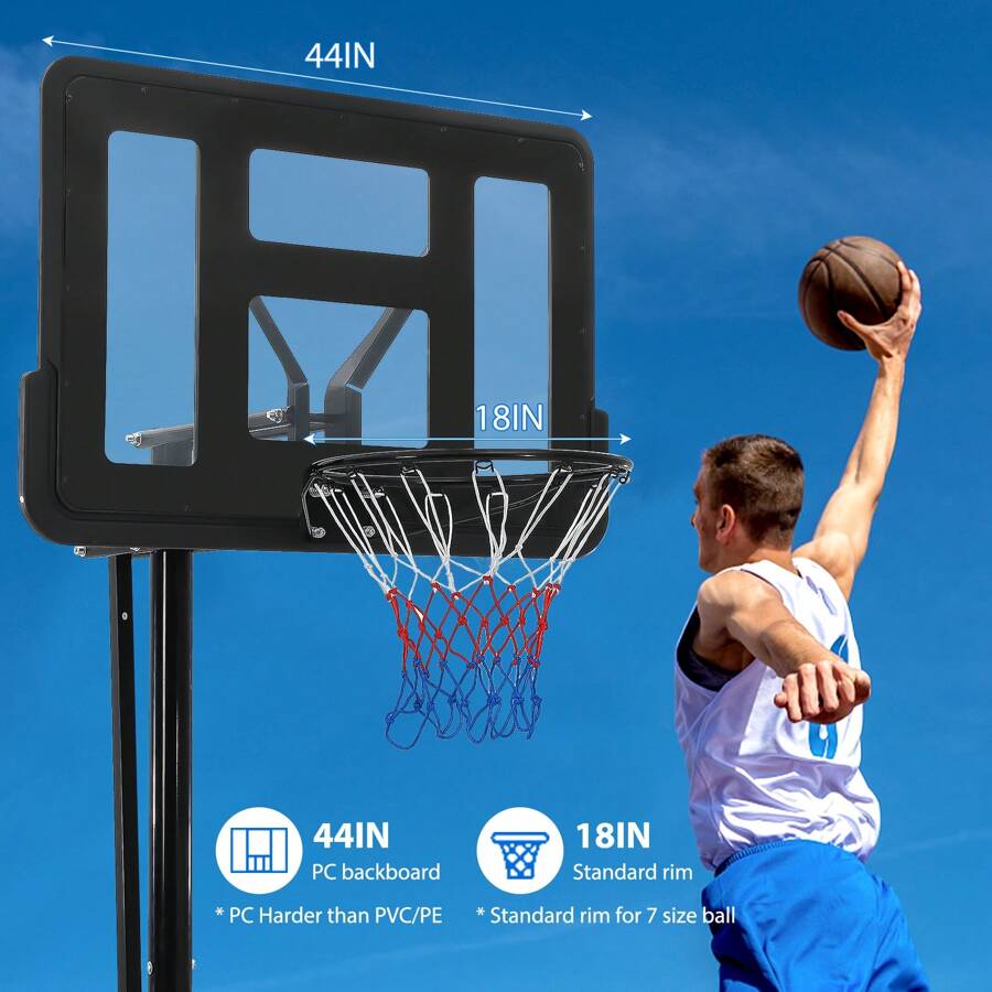 Portable Basketball Hoop Outdoor, 4.910FT Height Adjustable Basketball