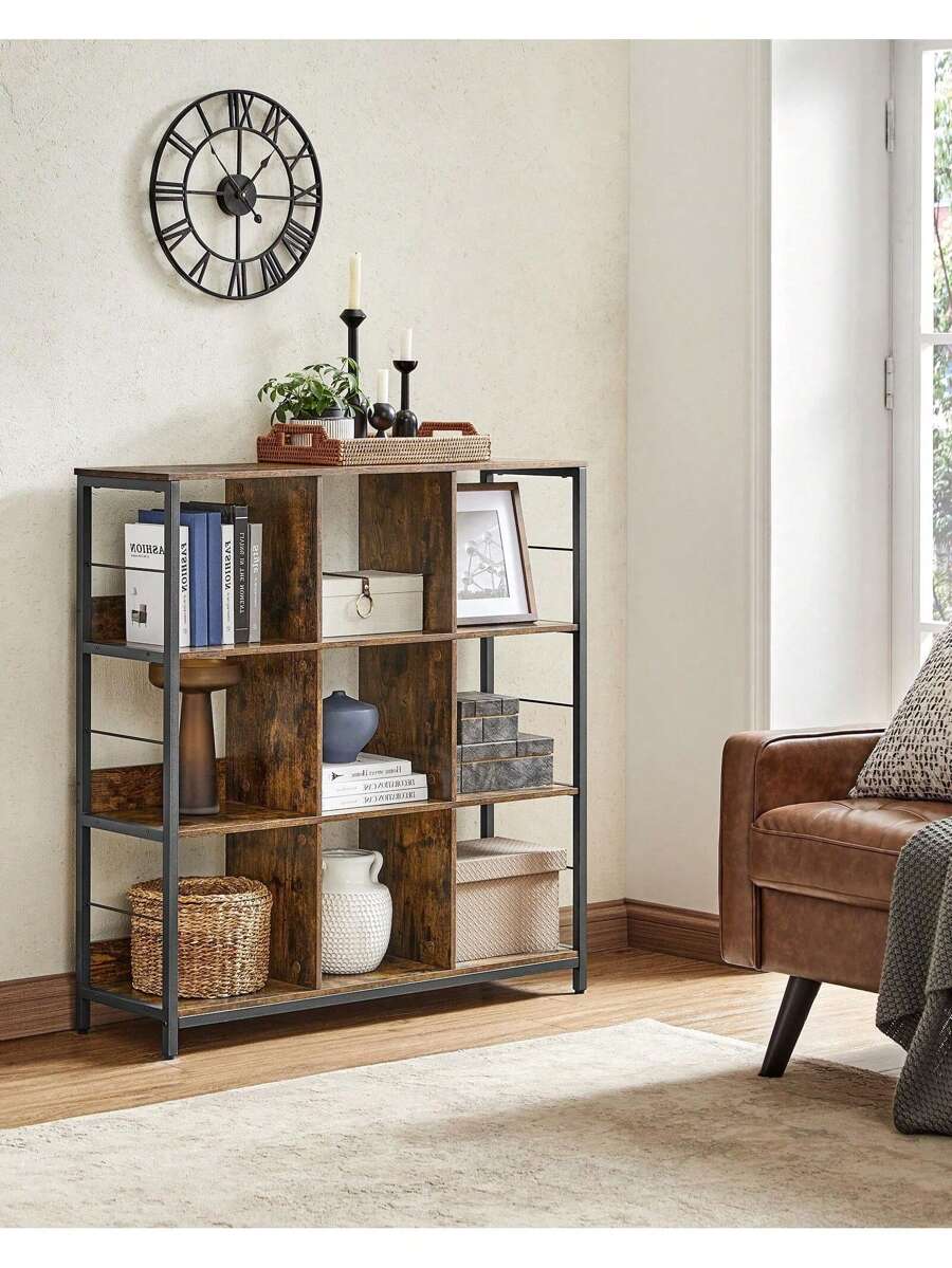 VASAGLE Bookcase, Bookshelf, Ladder Shelf 3-Tier, Display Storage Rack Shelf, For Office, Living Room, Bedroom - Brown - View 1