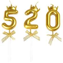 1 套皇冠和蝴蝶结数字蜡烛，适用于生日蛋糕、甜点桌装饰、房间装饰、礼物 - 金色 - 查看 4