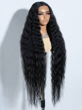 42 Inch Super Long 13*6*1 Synthetic Lace Front Wavy Wigs Black Blonde Ombre Blue Long Curly Body Wave Hair 130% Density Wigs For Women Cosplay Use