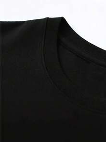 Christmas Atmosphere Gift With Gnomies Cartoon Print Men's Cotton Short Sleeve T-Shirt 190gsm - màu đen - Xem 4