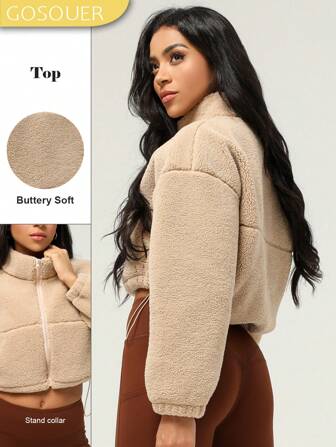 GOSOUER Women's Winter Outdoor Thick Warm Zipper Fleece Sports Casual Jacket