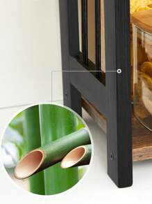 SONGMICS Spice Rack, 3 Tier Storage Rack, Desk Organiser, Bamboo Frame For Kitchen, Dining Room, Office, Rustic Brown And Black