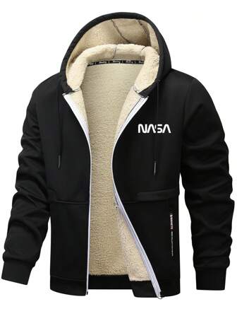 Giacca in pile da uomo con stampa, giacca bomber versatile e calda, con tasche con zip, decorazione alla moda, casual, per pendolarismo, sport e all'aperto, regalo per il fidanzato o il marito, regalo commemorativo