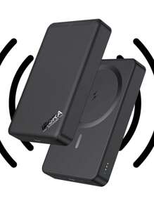 Batería Externa Magnética Magsafe 1hora 5000mAh con Carga Inalámbrica - Negro - Ver 1