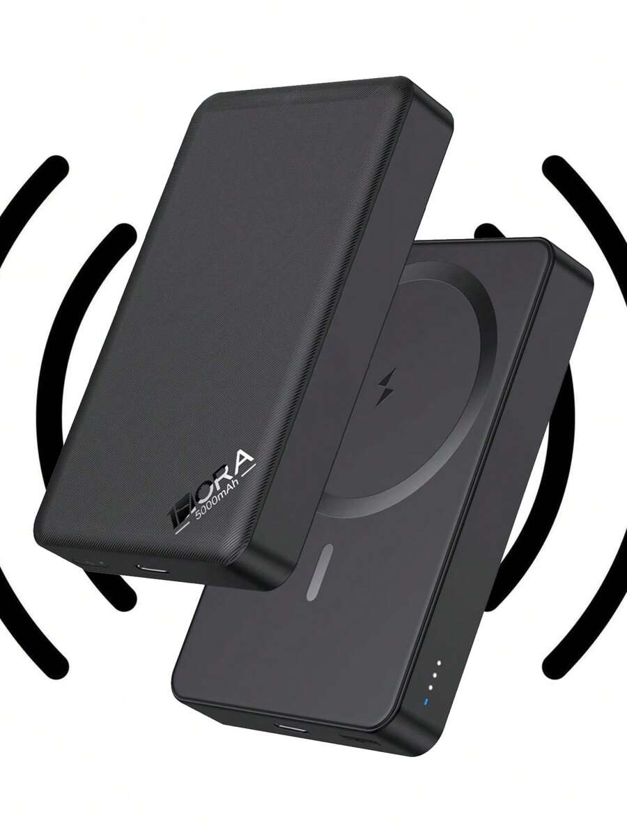 Batería Externa Magnética Magsafe 1hora 5000mAh con Carga Inalámbrica - Negro - Ver 1