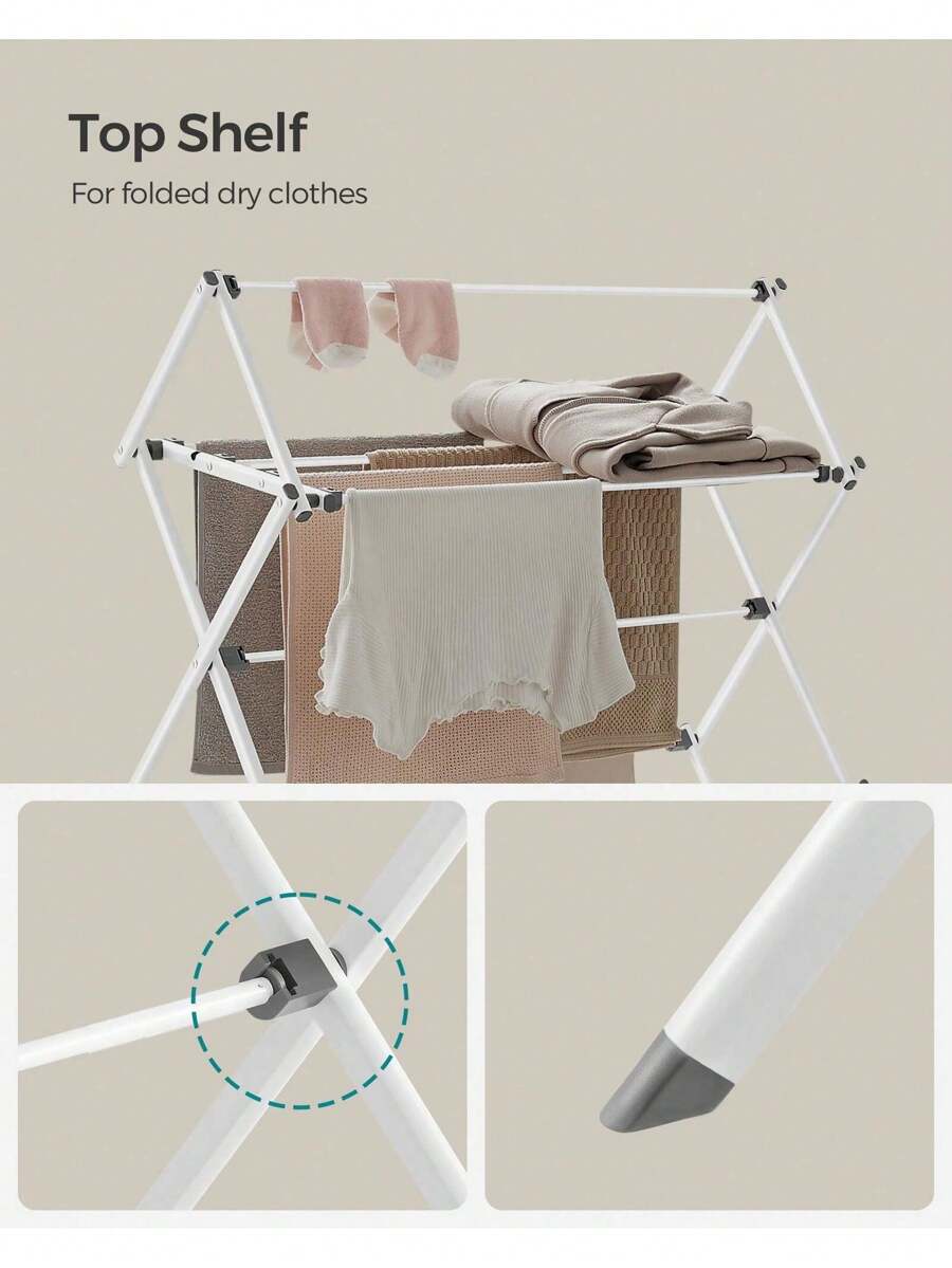 SONGMICS Foldable Clothes Airer, Clothes Drying Rack, Compact Clothes