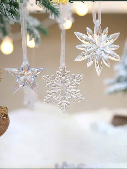 Conjunto de 9 peças de decoração romântica transparente para pendurar, enfeite de acrílico para decoração de festas, decoração de teto para ambientes internos, decoração de casa para o Dia dos Namorados, aniversário, Natal e inverno. Ideal para decoração de Natal e ambientes internos.