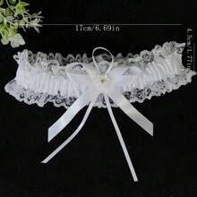 1 pieza Liga de novia con rosa blanca y diamante en forma de lazo, accesorios de boda, decoración de pierna para damas de honor, utilería para juegos de bodas, adecuado para cualquier boda