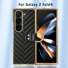 VIETAO 真皮手机壳，带镀金指环支架，兼容三星 Galaxy Z Fold 7 6 5 4 3，防水、防震、防摔、防刮花 - 藍色 - 查看 8