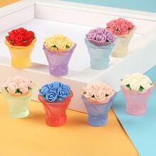 8 件/1 件迷你夜光玫瑰花束和 DIY 夜光仿真装饰花束适合家居装饰、周年纪念、婚礼、圣诞节、情人节和母亲节礼物 - 彩色 - 查看 2