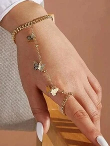 1 件蝴蝶吊坠整条手指环链 - 彩色 - 查看 7