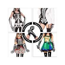 Skull Bone Long Gloves Halloween Costumes Schoolgirl Anime Otome Otaku Loli Geek Cosplay - 彩色 - 查看 6