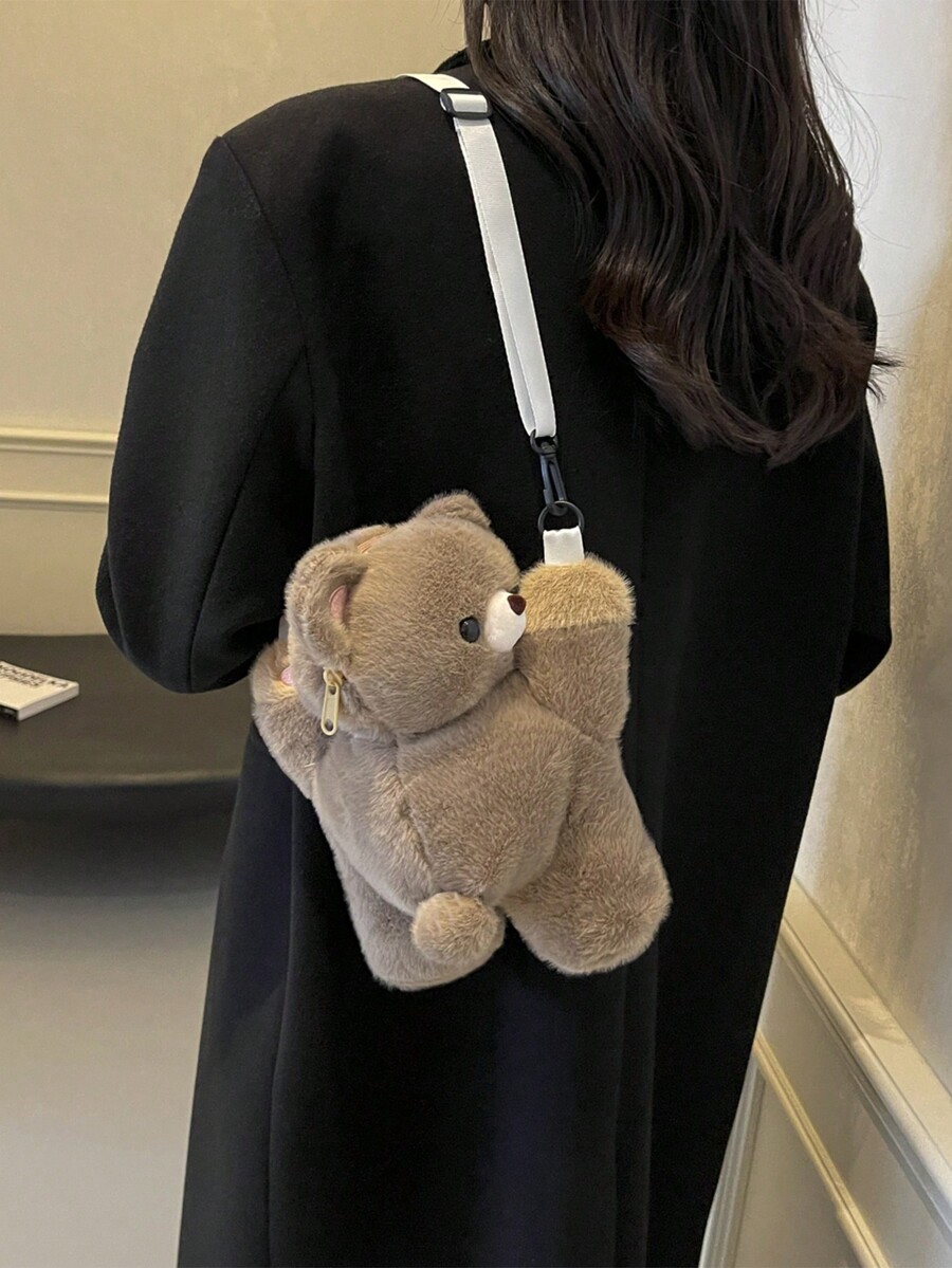 1pc Cute Panda Plush Crossbody Bag Purse Stuffed Animal Doll Gift