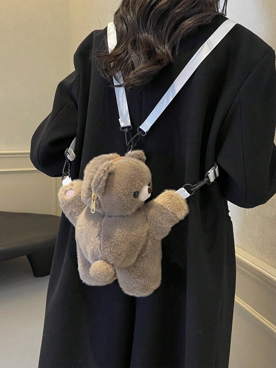 1pc Cute Panda Plush Crossbody Bag Purse Stuffed Animal Doll Gift