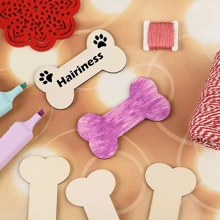 10/20 件空心木制狗骨头和爪子切口，4 英寸/10 厘米，木工 DIY 项目，派对装饰，绘画和手工制作 - 杏色 - 查看 3