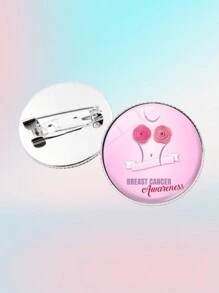 1pc Pink Ribbon Pin, Breast Cancer Awareness Promotion Advocacy Badge - Pink - View 1