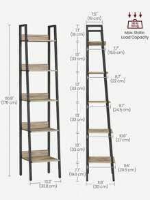 VASAGLE Ladder Shelf, 4-Tier Narrow Shelf, Bookshelf For Home Office, Living Room, Bedroom, Kitchen, Industrial, Rustic Brown And Ink Black - Chocolate Brown - View 7
