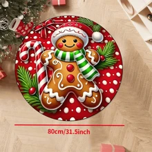 1 件“戴红帽子和绿色围巾的姜饼人圣诞节”防滑圆形地毯，可机洗，适用于入口客厅卧室的地毯，户外露台花园庭院装饰地毯，家居装饰，房间装饰，地毯，挂毯 - 彩色 - 查看 16