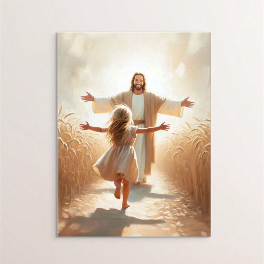 Her Faith, Christian Painting, Jesus Praying With Girl, Jesus And Girl