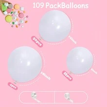 120/109 件黄绿白粉紫蓝乳胶拱门套装，适用于婚礼、生日、毕业典礼、单身派对装饰、性别揭示、派对装饰、室内外装饰 - 彩色 - 查看 5