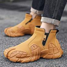 男士工作靴，拉链钢头鞋，防水防滑，防刺穿经典防滑工作运动鞋 - 駝色 - 查看 9