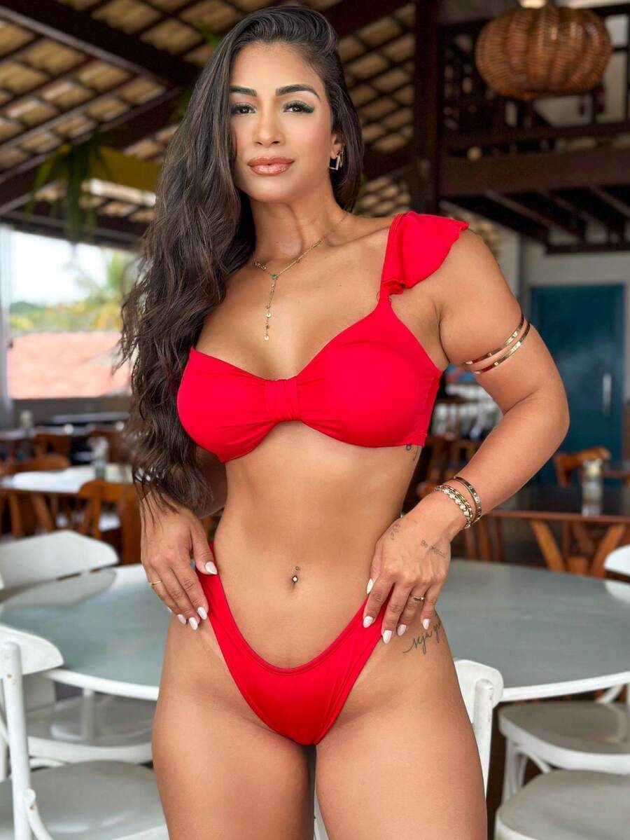 TYSSI WOMEN'S BIKINI SET BEACHWEAR BIKINI PANTIES + BIKINI BRA SUMMER - Đỏ - Xem 1